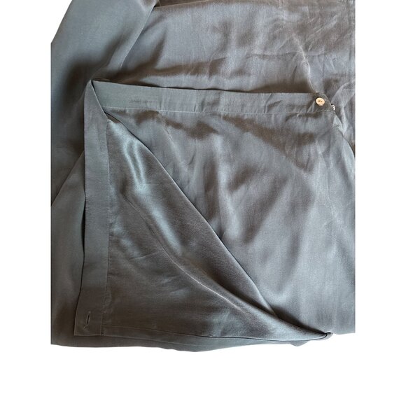 Eileen Fisher Vintage Skirt Size 1 Wrap Around Button Closure Loden Green Silk - Picture 9 of 9